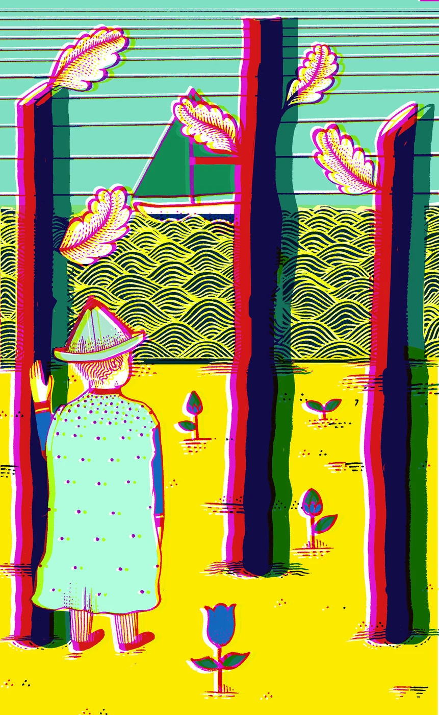 Three of Wands card from the Light Grey Tarot deck