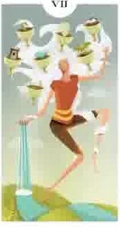 Seven of Cups card from the Light Grey Tarot deck