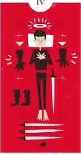 Four of Swords card from the Light Grey Tarot deck