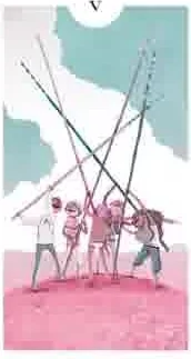 Five of Swords card from the Light Grey Tarot deck