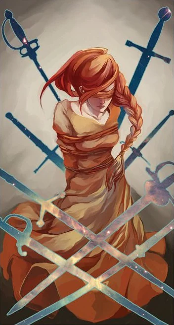 Eight of Swords card from the Light Grey Tarot deck