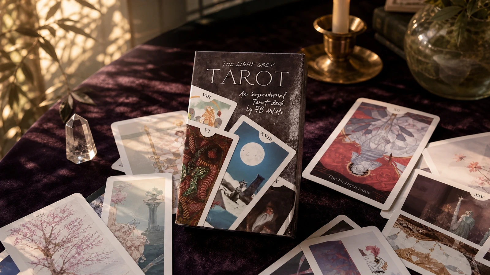 Light Grey Tarot Deck by Lindsay Nohl Generated Light Grey Tarot Deck by Lindsay Nohl in a warm artist-studio setting
