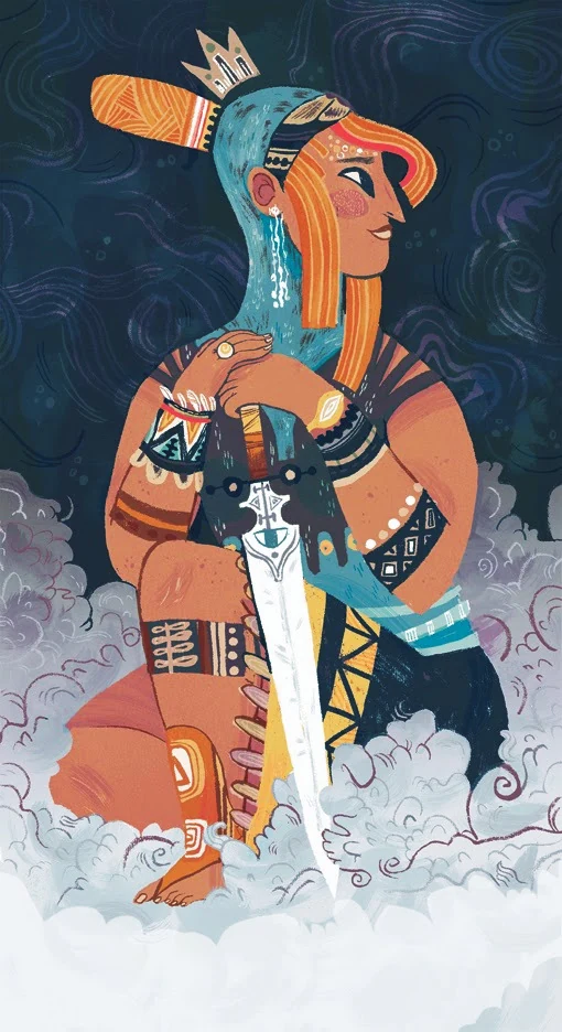 Queen of Swords - Light Grey Tarot - Lindsay Nohl
