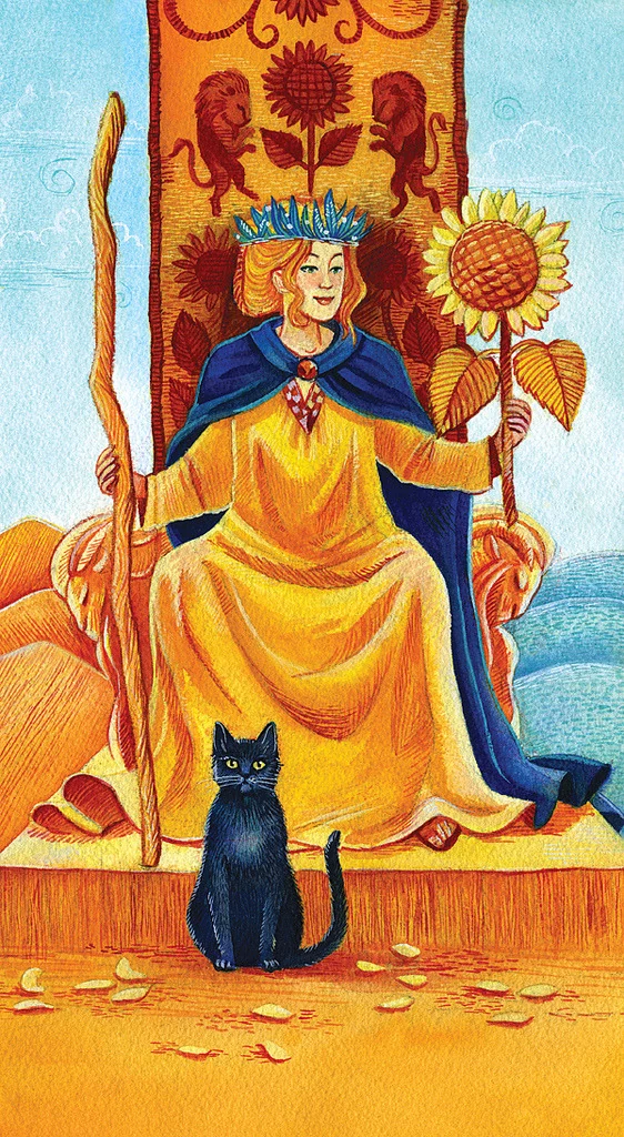 Queen of Wands - Light Grey Tarot - Lindsay Nohl