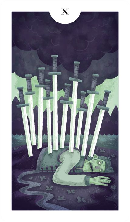 Ten of Swords - Light Grey Tarot - Lindsay Nohl