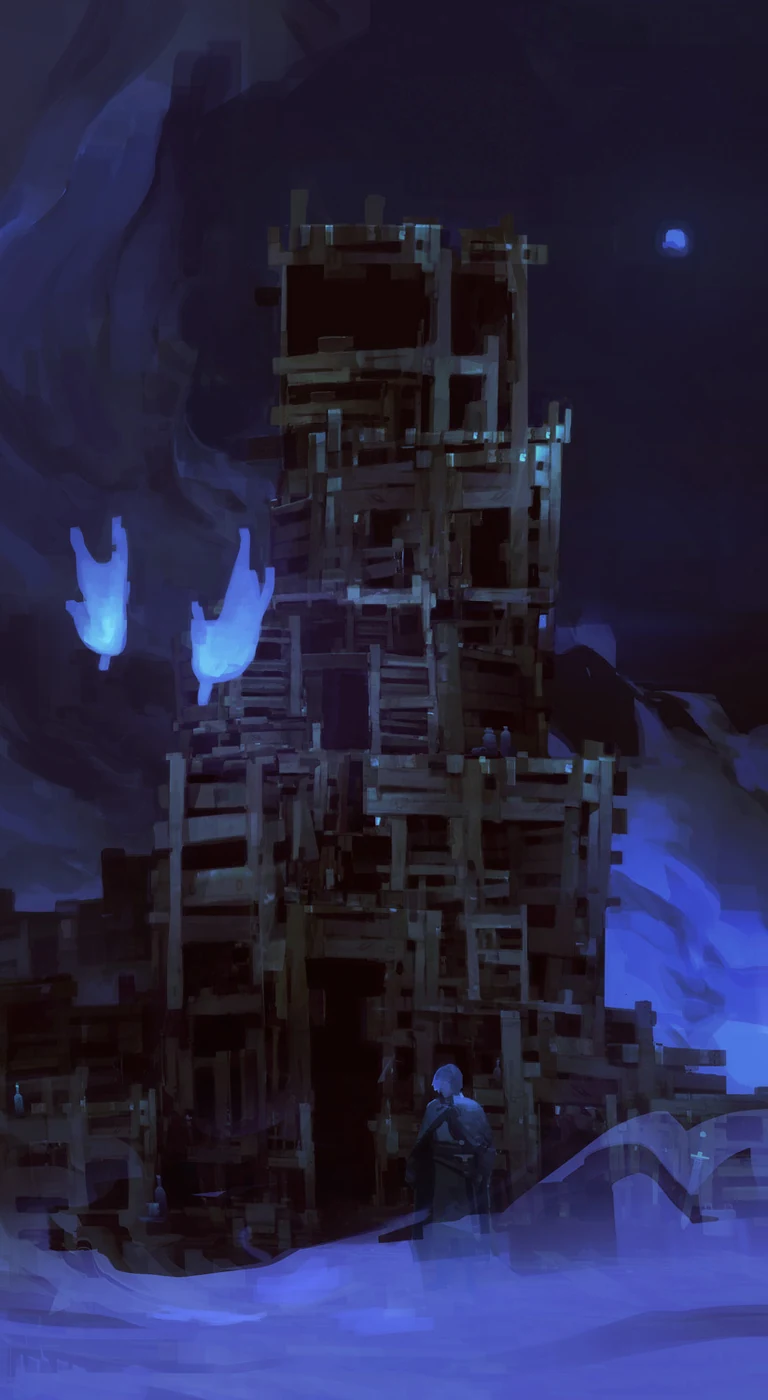 The Tower - Light Grey Tarot - Lindsay Nohl