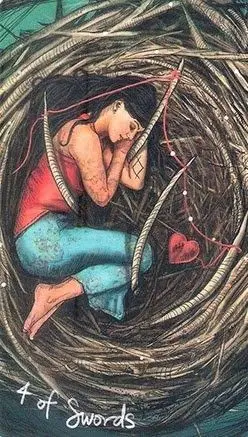 4 of Swords card from the Light Seers Tarot deck