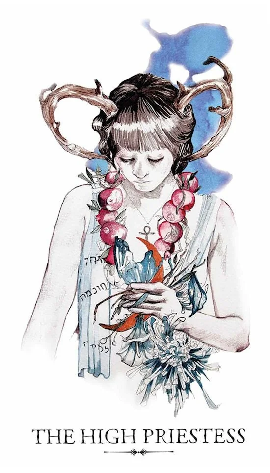 The High Priestess card from the Linestrider Tarot deck
