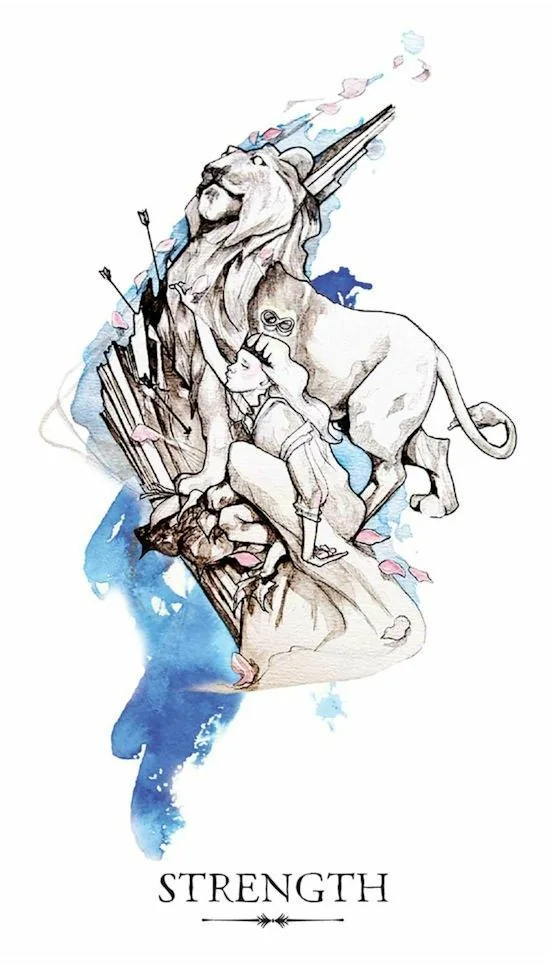 Strength card from the Linestrider Tarot deck