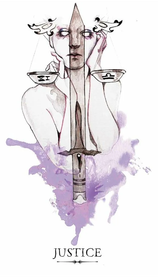 Justice card from the Linestrider Tarot deck