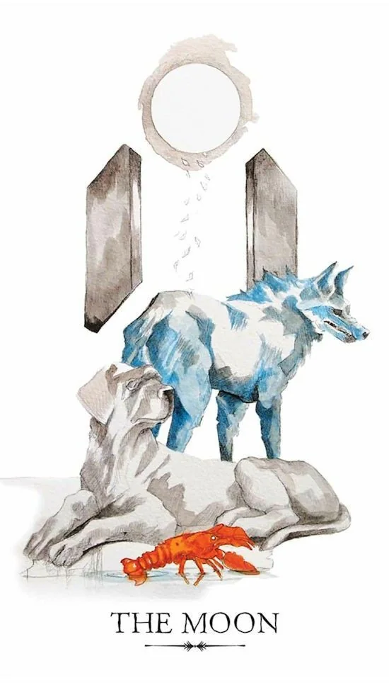 The Moon card from the Linestrider Tarot deck