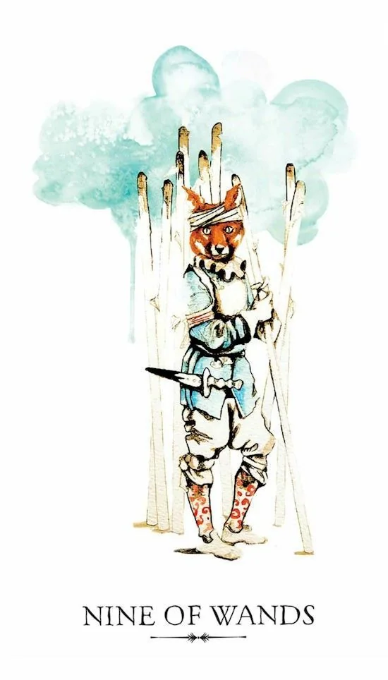 9 of Wands card from the Linestrider Tarot deck