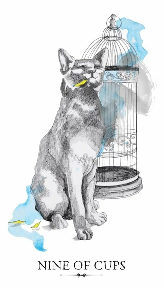 9 of Cups card from the Linestrider Tarot deck