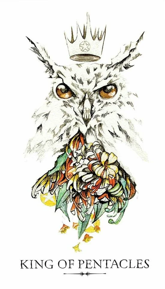 King of Pentacles card from the Linestrider Tarot deck