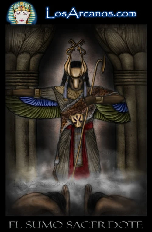 The Hierophant (El Sumo Sacerdote) card from the Los Arcanos Tarot deck