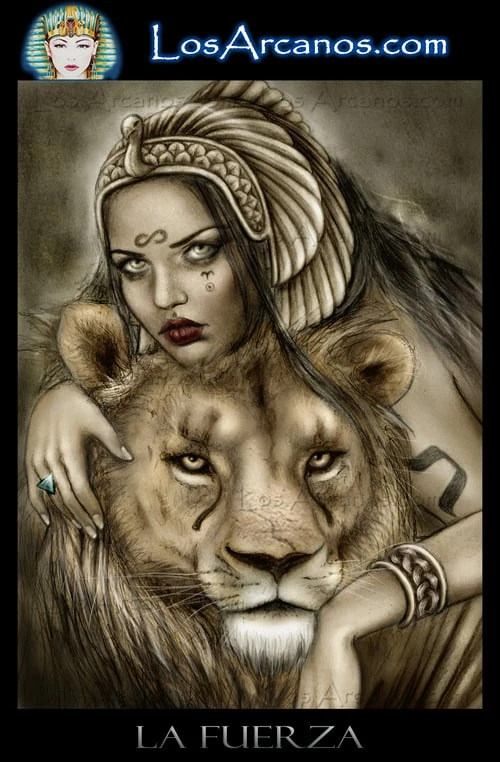 Strength (La Fuerza) card from the Los Arcanos Tarot deck