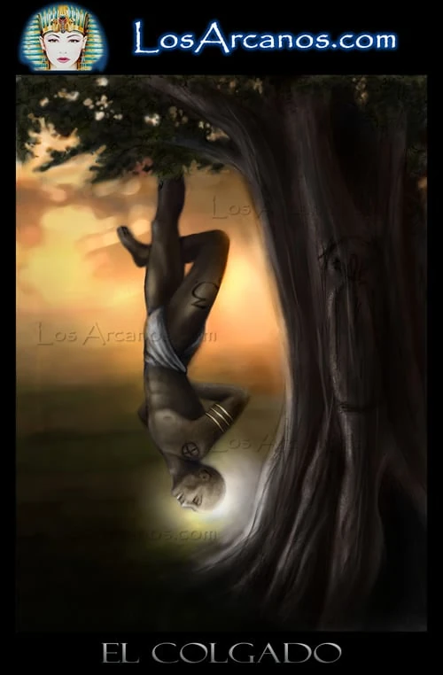The Hanged Man (El Colgado) card from the Los Arcanos Tarot deck