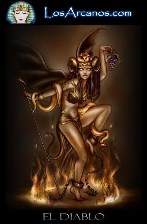 The Devil (El Diablo) card from the Los Arcanos Tarot deck