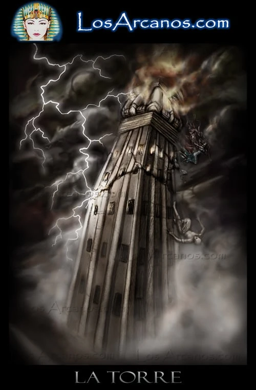 The Tower (La Torre) card from the Los Arcanos Tarot deck
