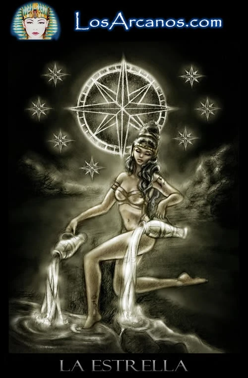 The Star (La Estrella) card from the Los Arcanos Tarot deck