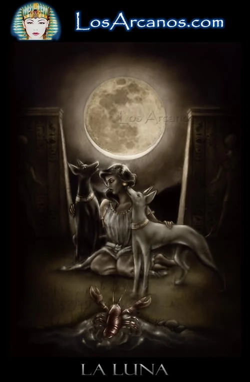 The Moon (La Luna) card from the Los Arcanos Tarot deck