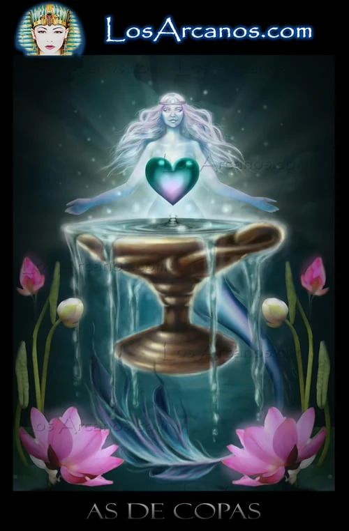 Ace of Cups (As de Copas) card from the Los Arcanos Tarot deck