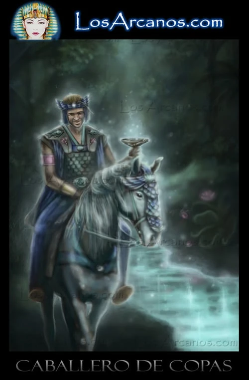 Knight of Cups (Caballero de Copas) card from the Los Arcanos Tarot deck