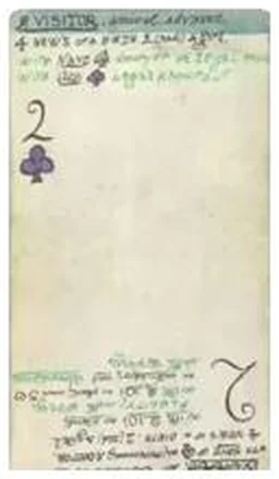Visitor / Two of Clubs card from the Lost Envoy Tarot deck