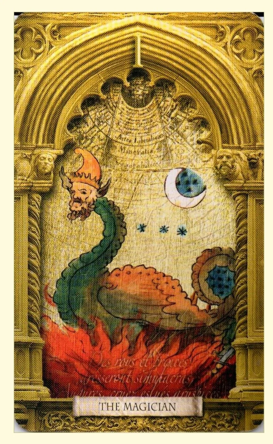 The Magician card from the Lost Tarot of Nostradamus deck