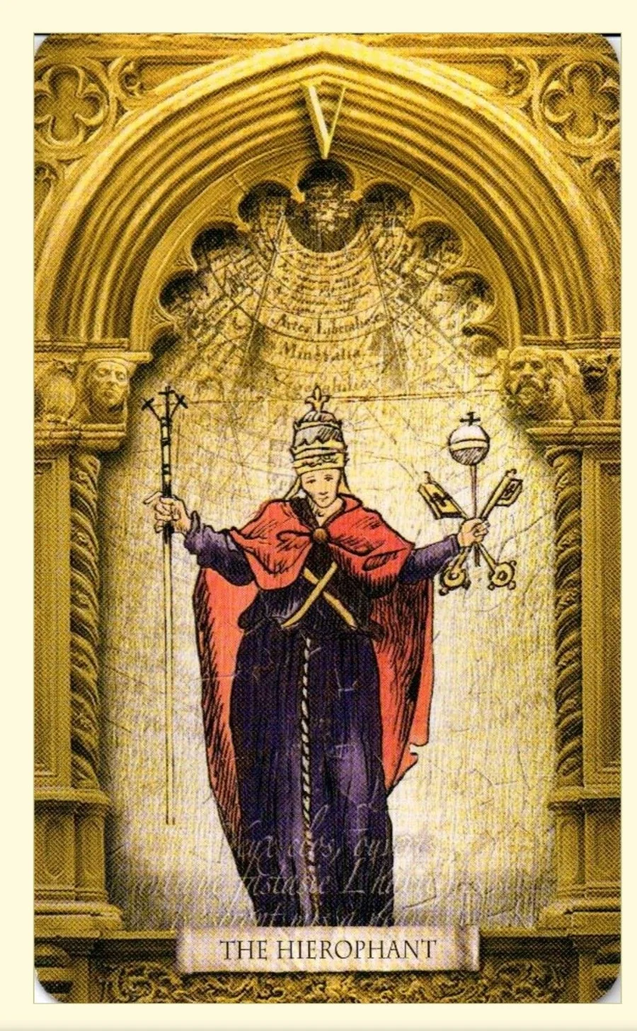 The Hierophant card from the Lost Tarot of Nostradamus deck