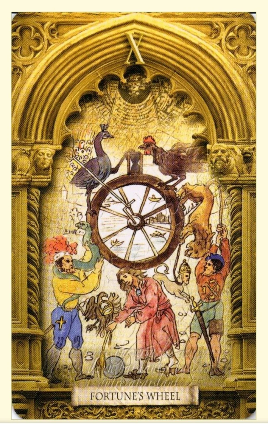 Lost Tarot of Nostradamus Tarot Review 9 Fortune’s Wheel card from The Lost Tarot of Nostradamus