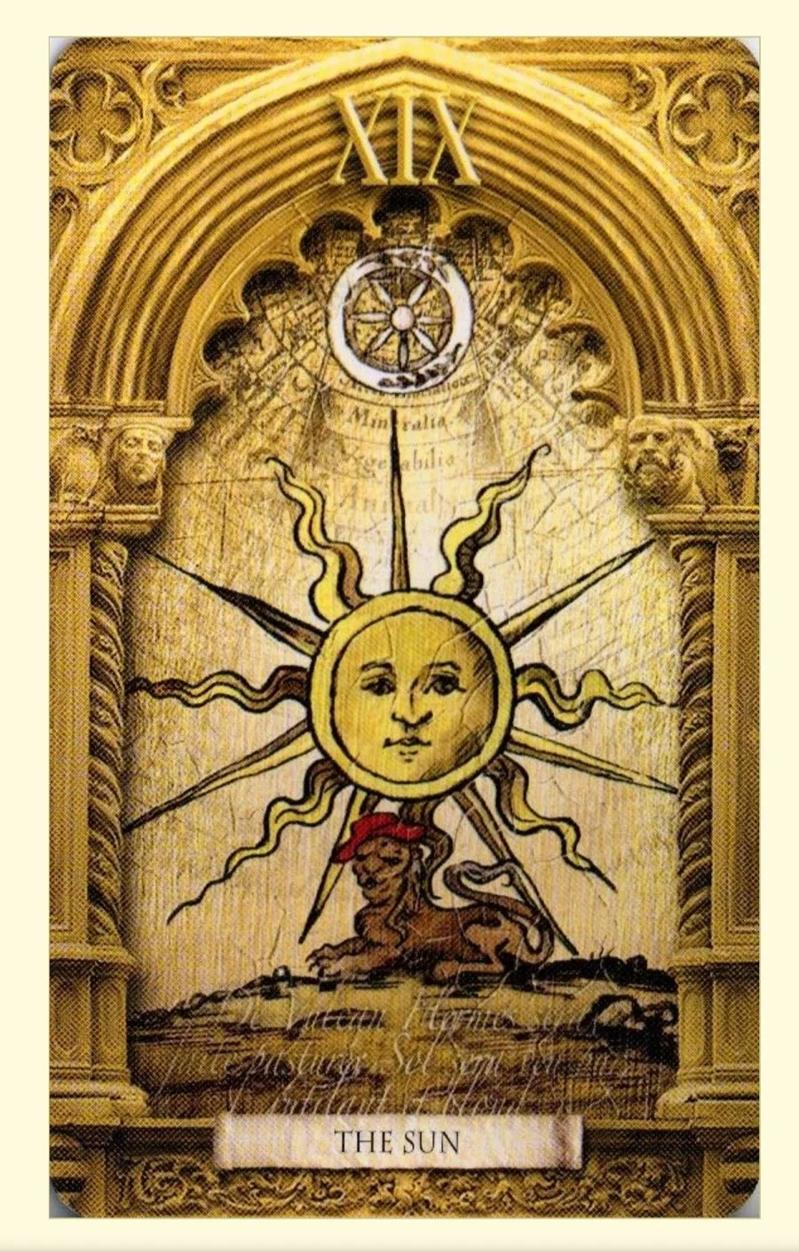 The Sun card from the Lost Tarot of Nostradamus deck