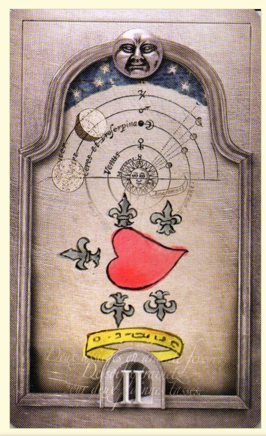 Three of Moons card from the Lost Tarot of Nostradamus deck