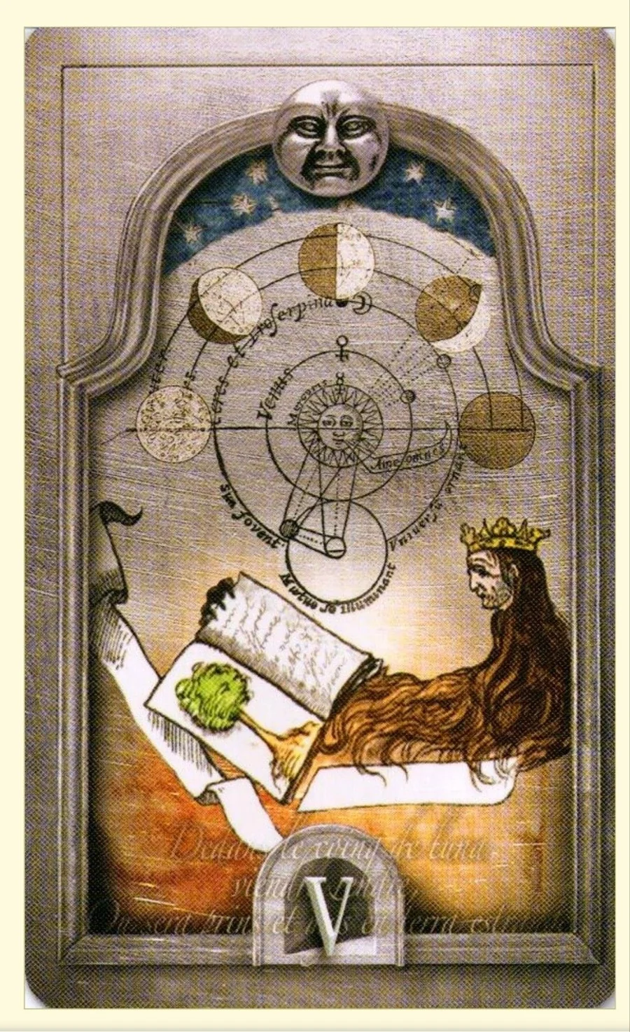 Five of Moons card from the Lost Tarot of Nostradamus deck