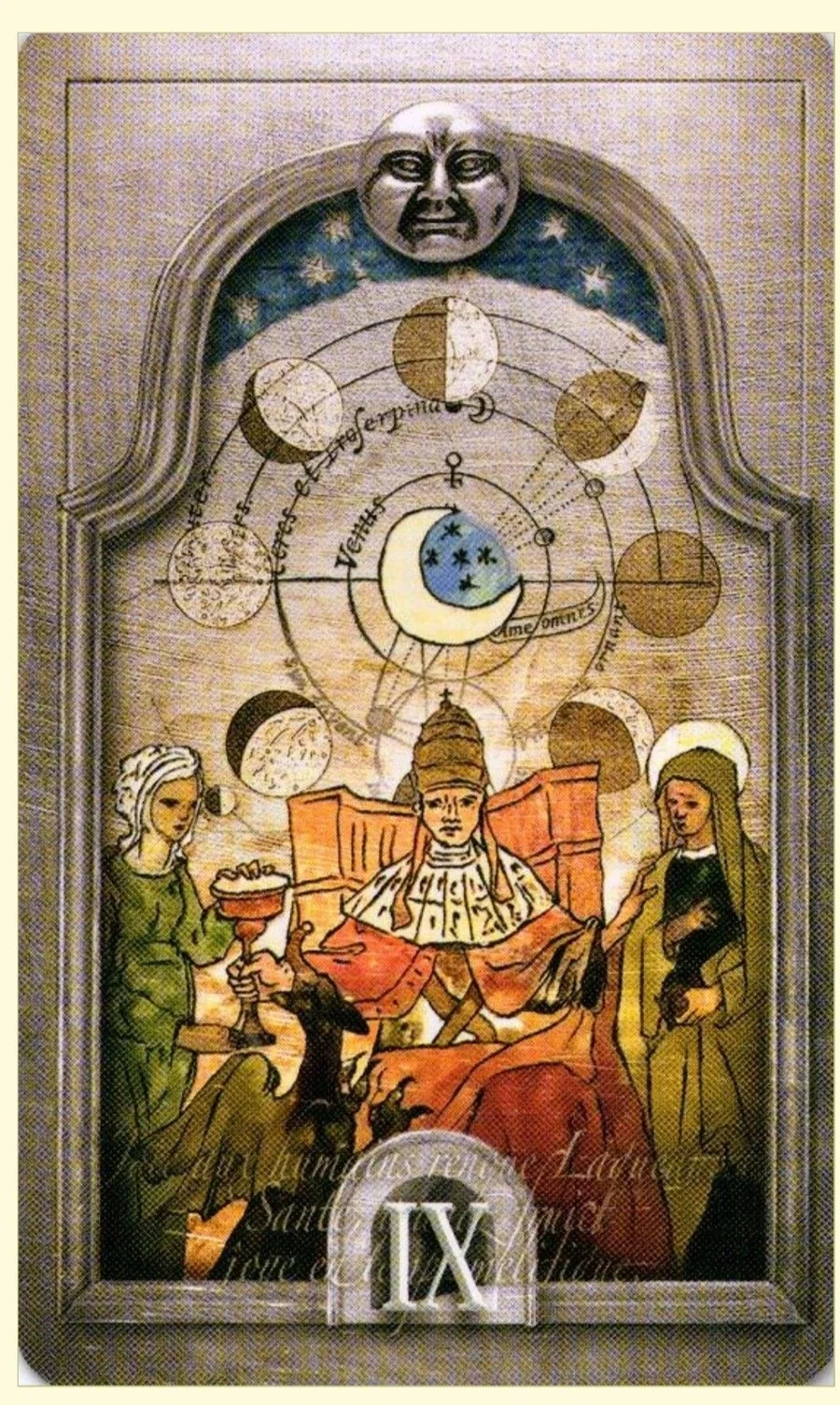 Nine of Moons card from the Lost Tarot of Nostradamus deck