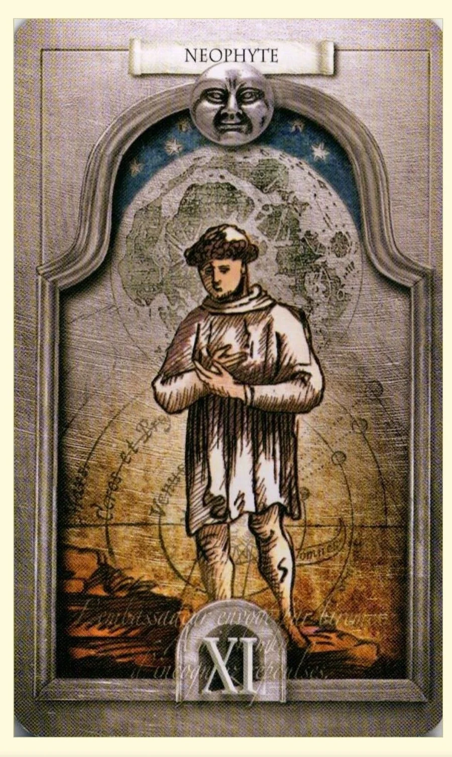 Neophyte of Moons card from the Lost Tarot of Nostradamus deck