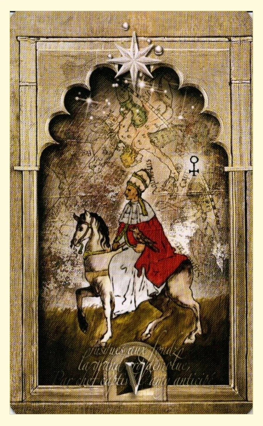 Five of Stars card from the Lost Tarot of Nostradamus deck