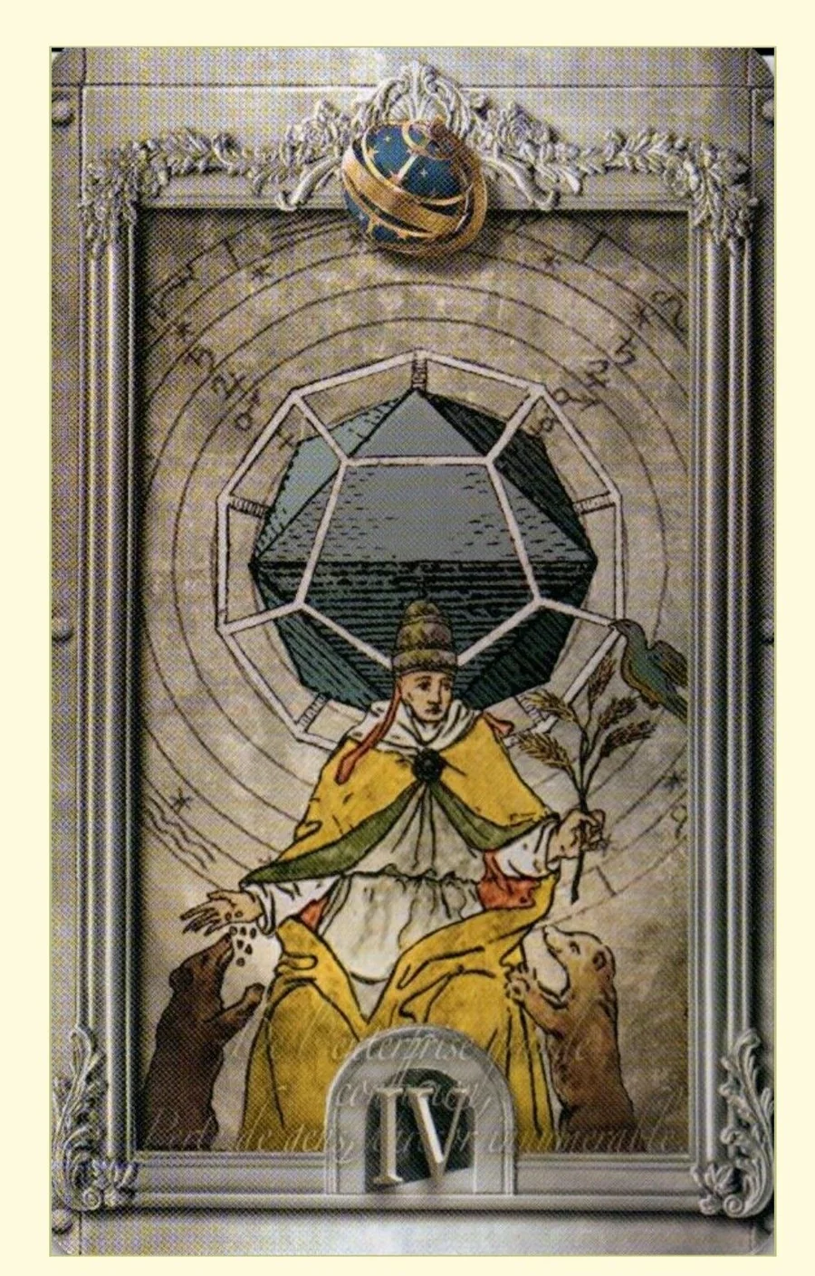 Four of Spheres card from the Lost Tarot of Nostradamus deck
