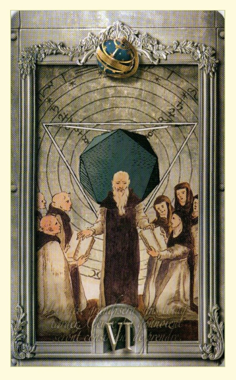 Six of Spheres card from the Lost Tarot of Nostradamus deck