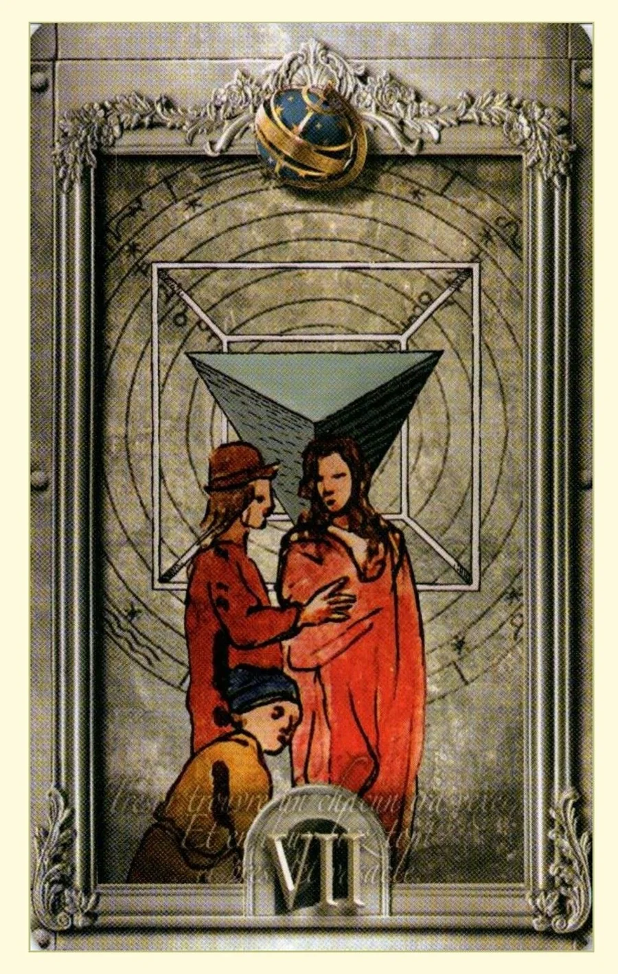 Seven of Spheres card from the Lost Tarot of Nostradamus deck