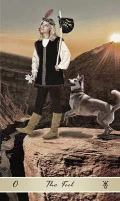 The Fool card from the Lotus Tarot deck