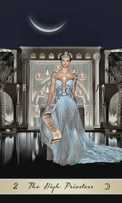 The High Priestess card from the Lotus Tarot deck