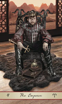 The Emperor card from the Lotus Tarot deck