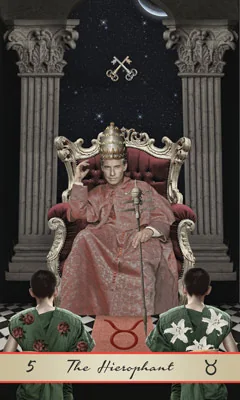 The Hierophant card from the Lotus Tarot deck