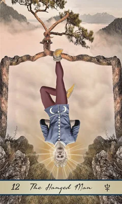 The Hanged Man card from the Lotus Tarot deck