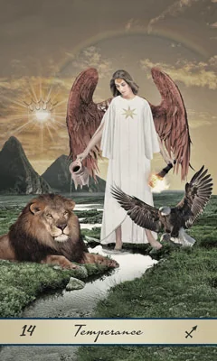 Temperance card from the Lotus Tarot deck