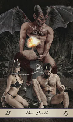 The Devil card from the Lotus Tarot deck