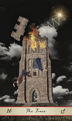 The Tower card from the Lotus Tarot deck