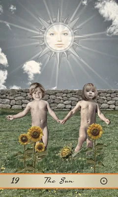 The Sun card from the Lotus Tarot deck