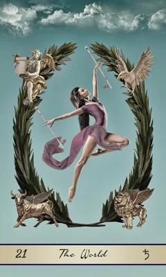 The World card from the Lotus Tarot deck